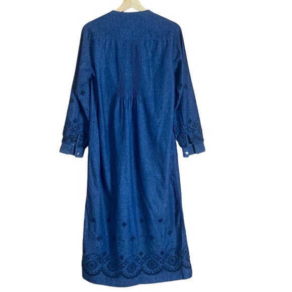 WRAP London Broderie Linen and Cotton Indigo Boho Dress Size 6 - Picture 8 of 10